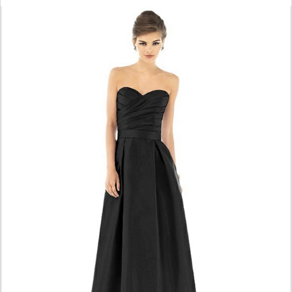 NOT AVAILABLE - Alfred Sung Black Silk Dupioni Bridesmaid Dress